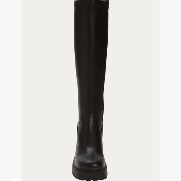 Women’s Platform Knee High Boots Round Toe Chunky Heel Lug Sole Side Zipper Slip - Picture 3 of 4